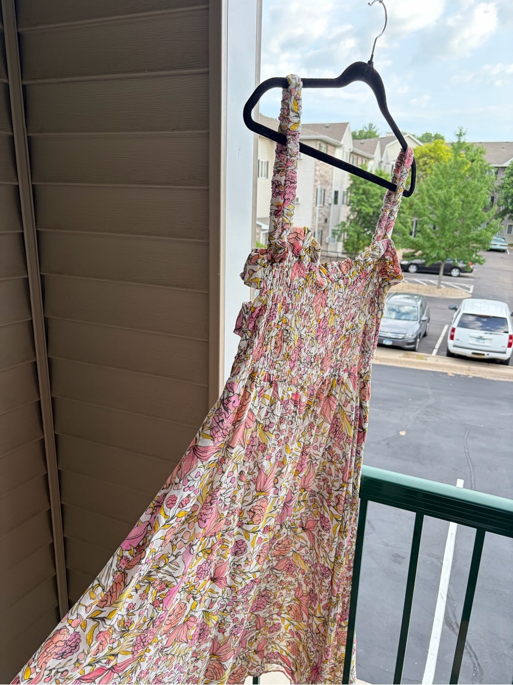 🆕💖 Abbey Glass XL Floral Linen Blend Smocked Maxi Dress Cottagecore Sundress - Picture 5 of 17